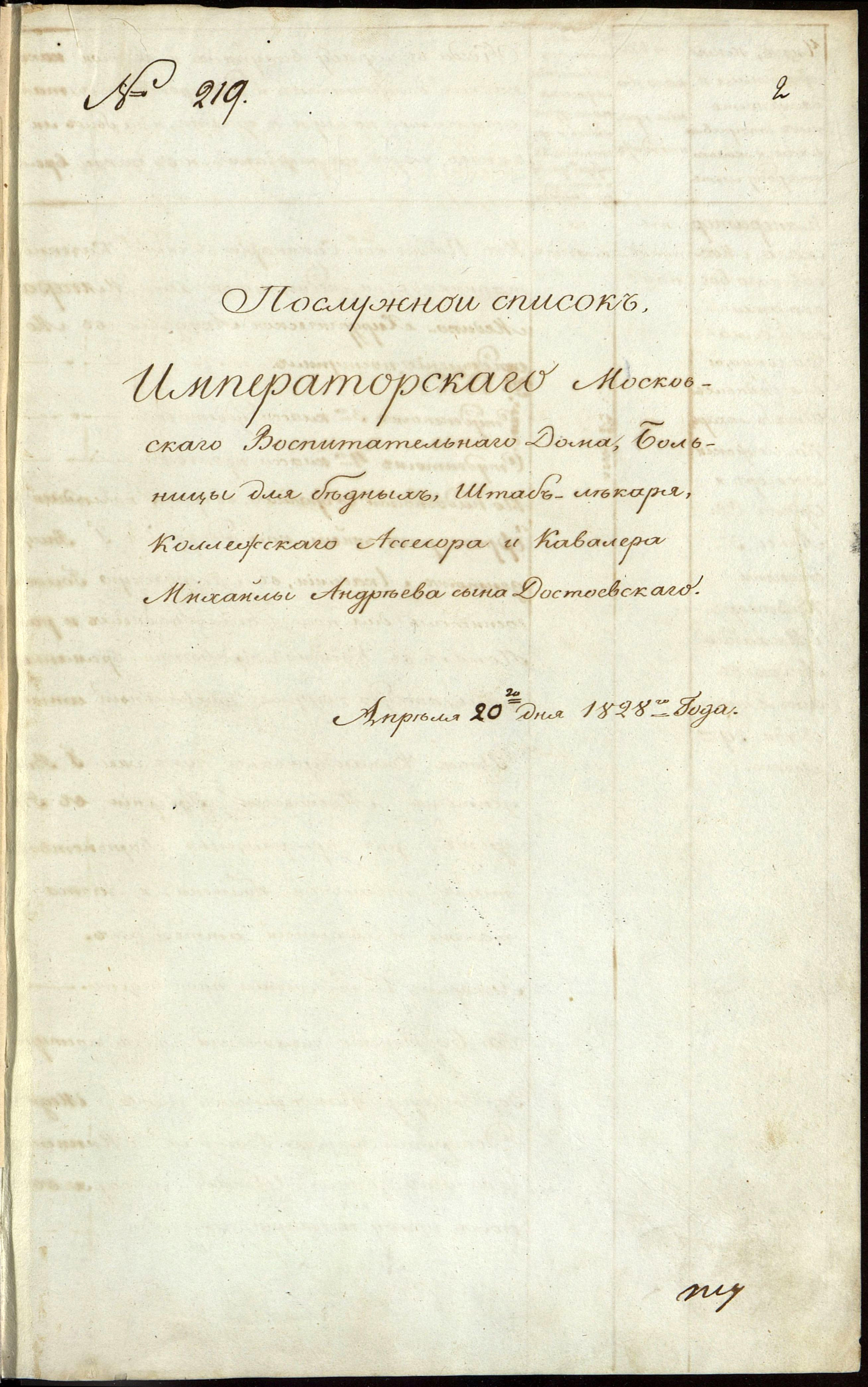 Главархив Москвы рассказывает о Михаиле Достоевском - отце Федора Достоевского